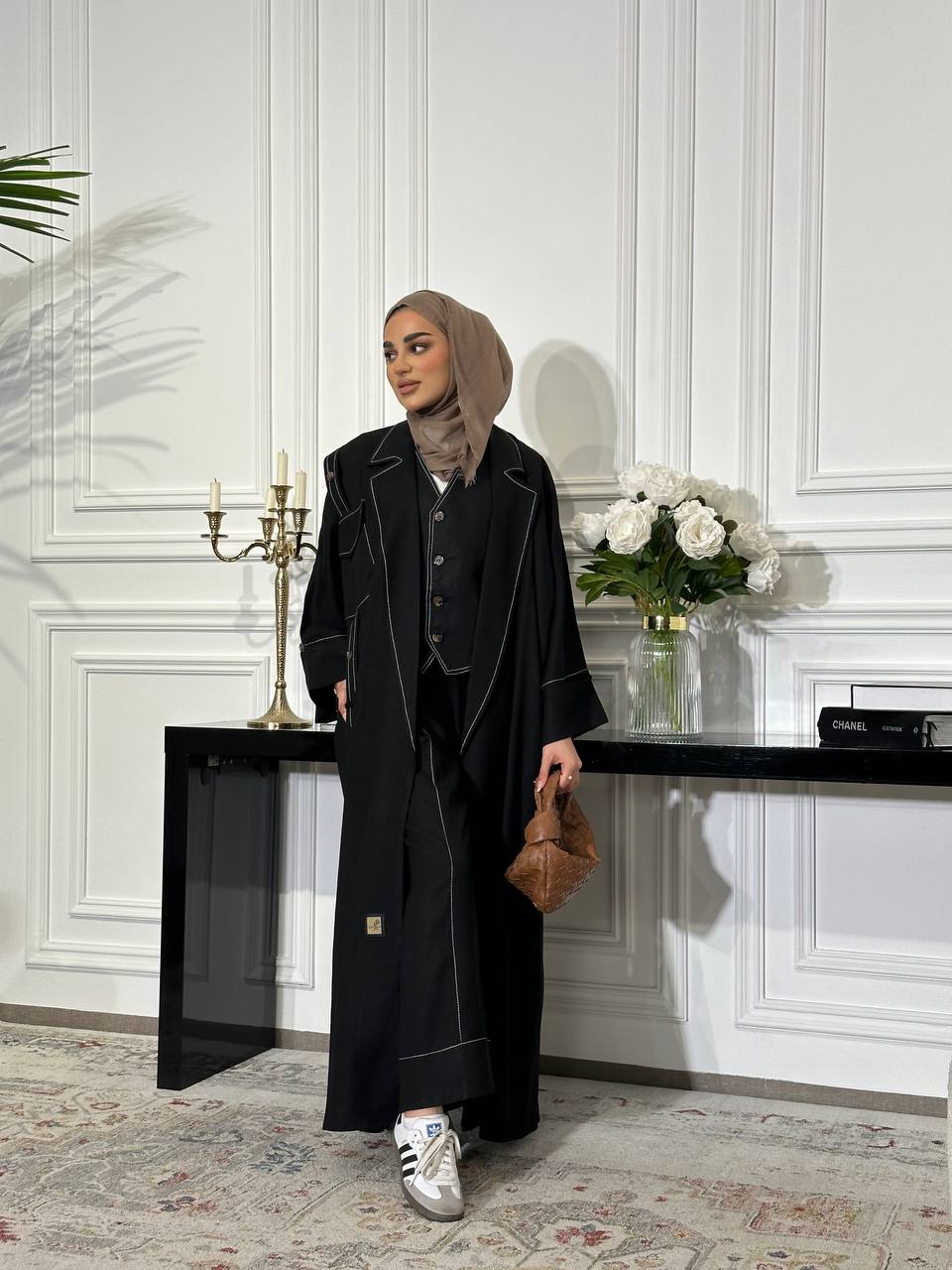 بليزر فري سايز بخام لينن الطبيعي باللون الاسود C:J6499 Black 