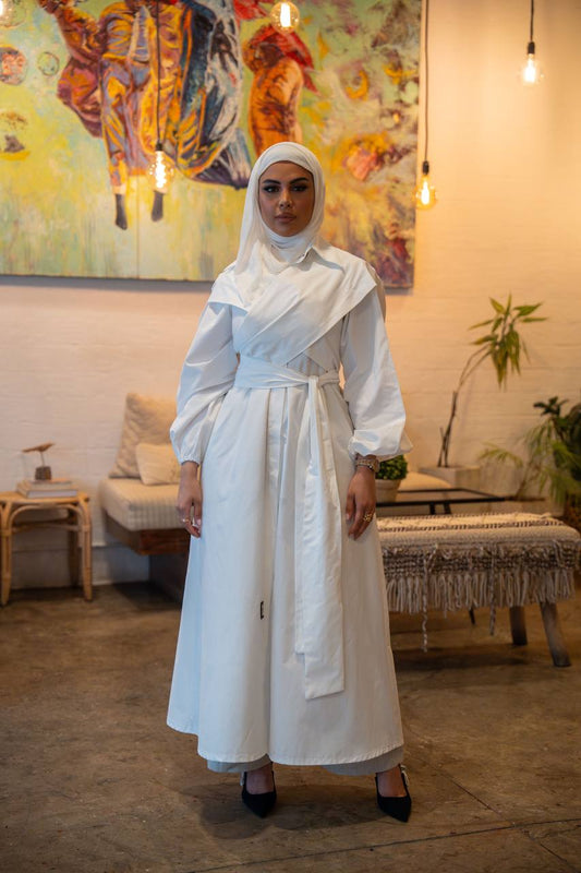 فستان بخام قطن زارا باللون الابيض C:J1027 White