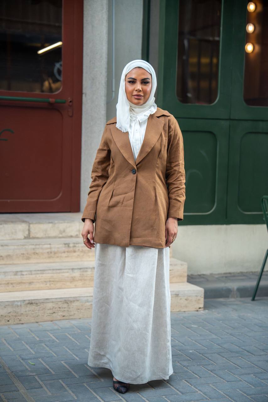 Blazer and skirt set linen, C:J1032