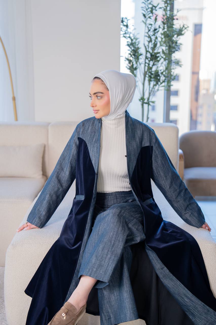 Navy velvet blazer .C:1060 Blue