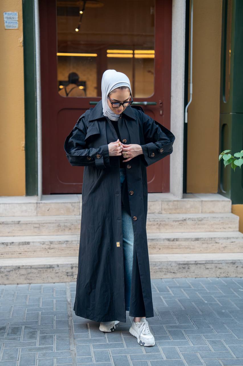 black trench coat. C:1059 Black