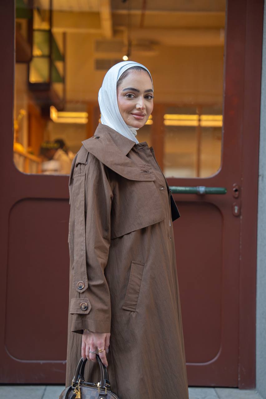 brown trench coat. C:1059 Brown