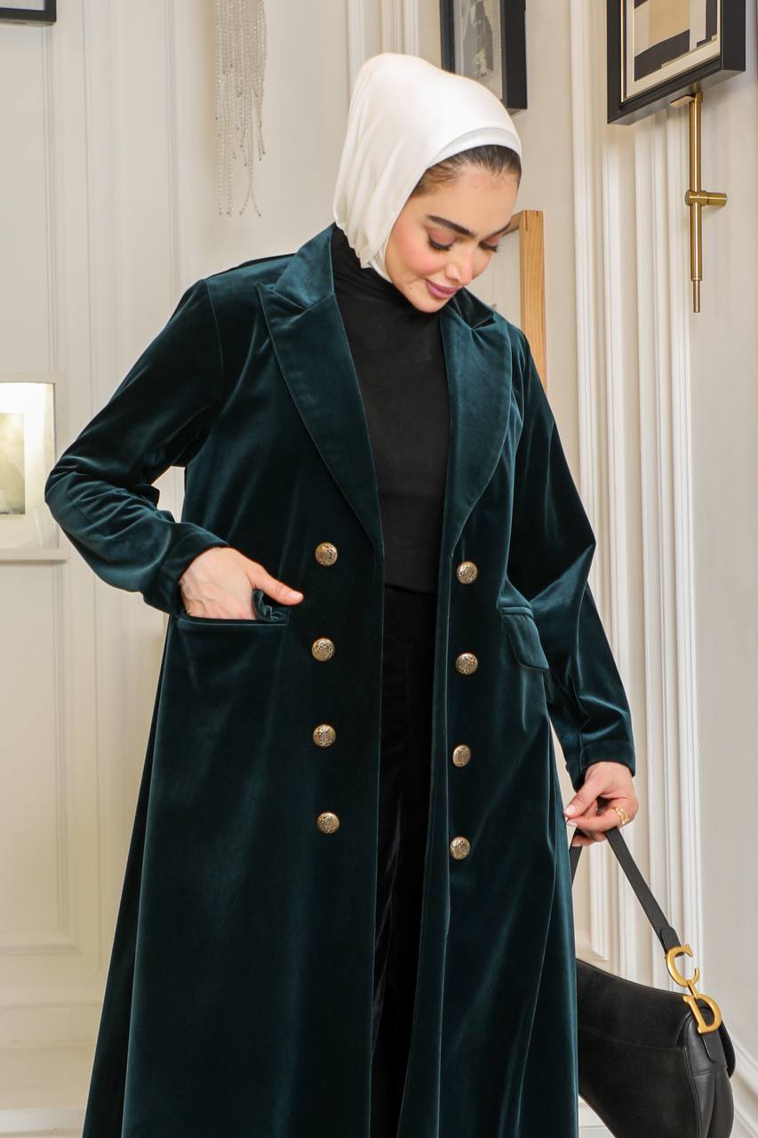 Velvet blazer in petrol color.C:J1065