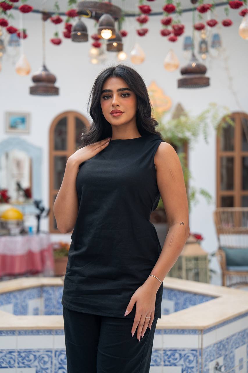 Linen blouse and pants set. C:J102