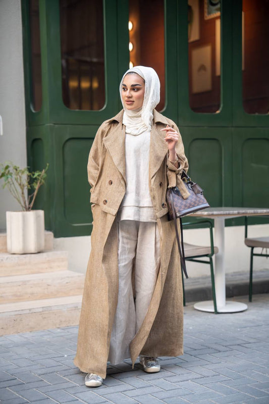 بليزر بيج مع طقم داخلي ، بخام لينن الطبيعي C:J1026 Beige
