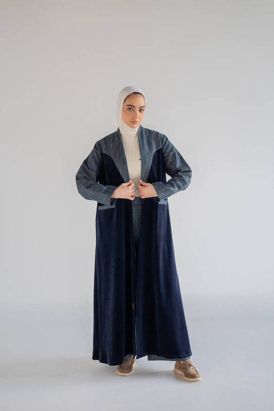 Navy velvet blazer .C:1060 Blue