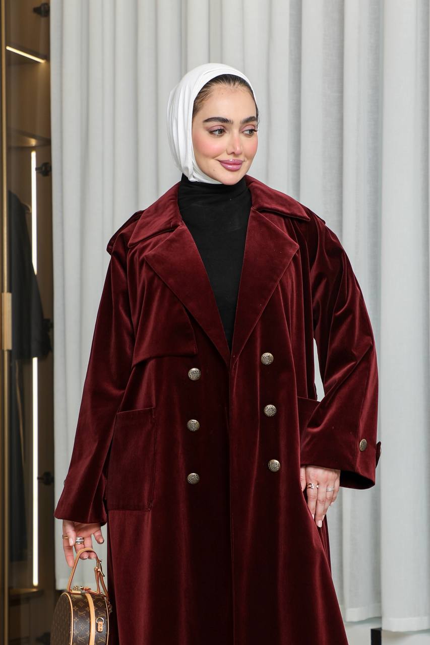 Burgundy velvet blazer. C:1068