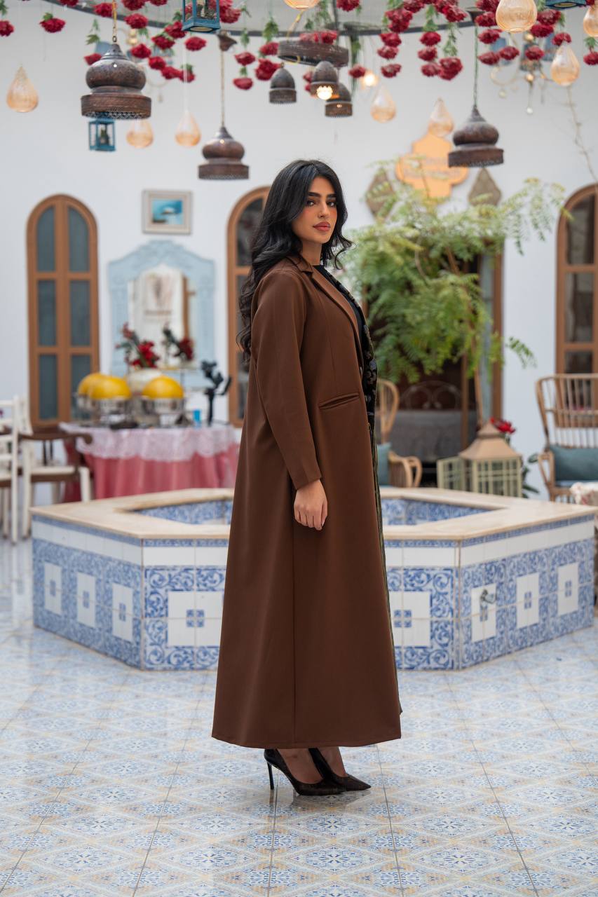 Brown velvet blazer with a floral print and crepe . C:j1085