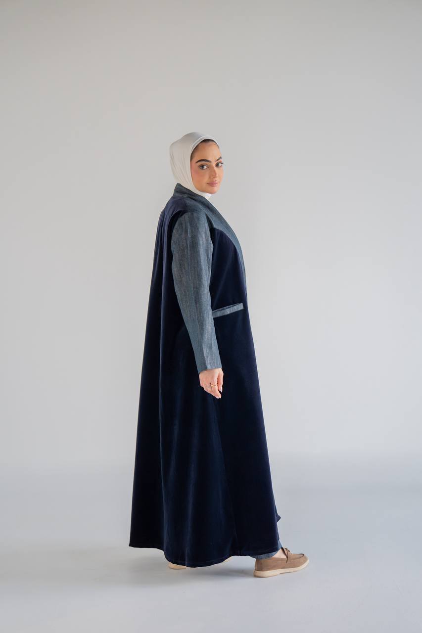 Navy velvet blazer .C:1060 Blue