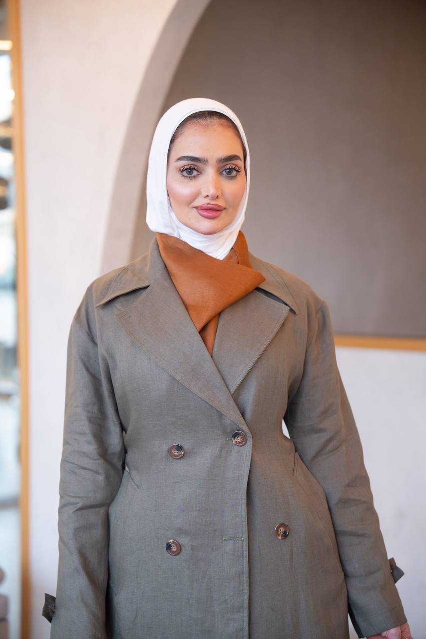 Olive color trench coat with inner set C:J1035 Set