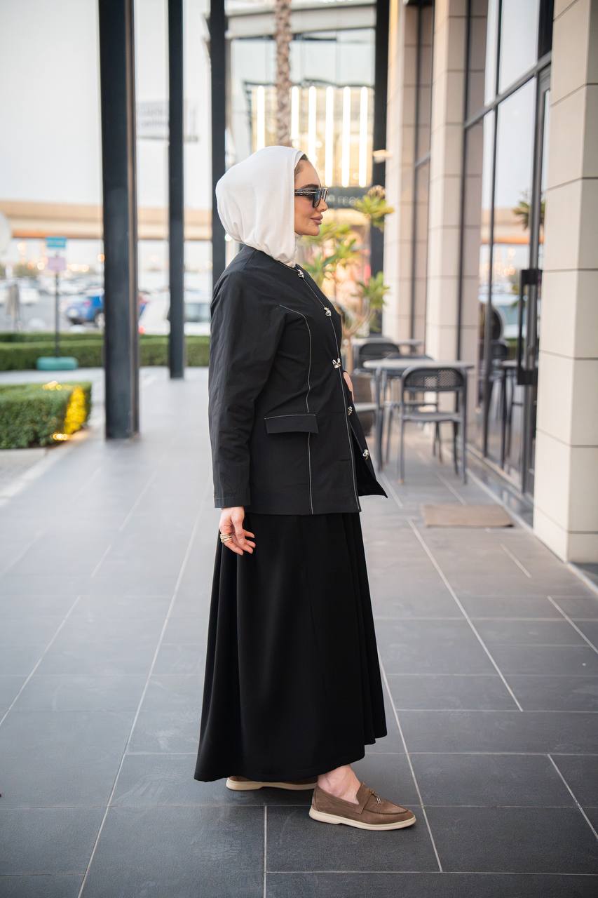 Black crepe dress and jacket set C:J1055
