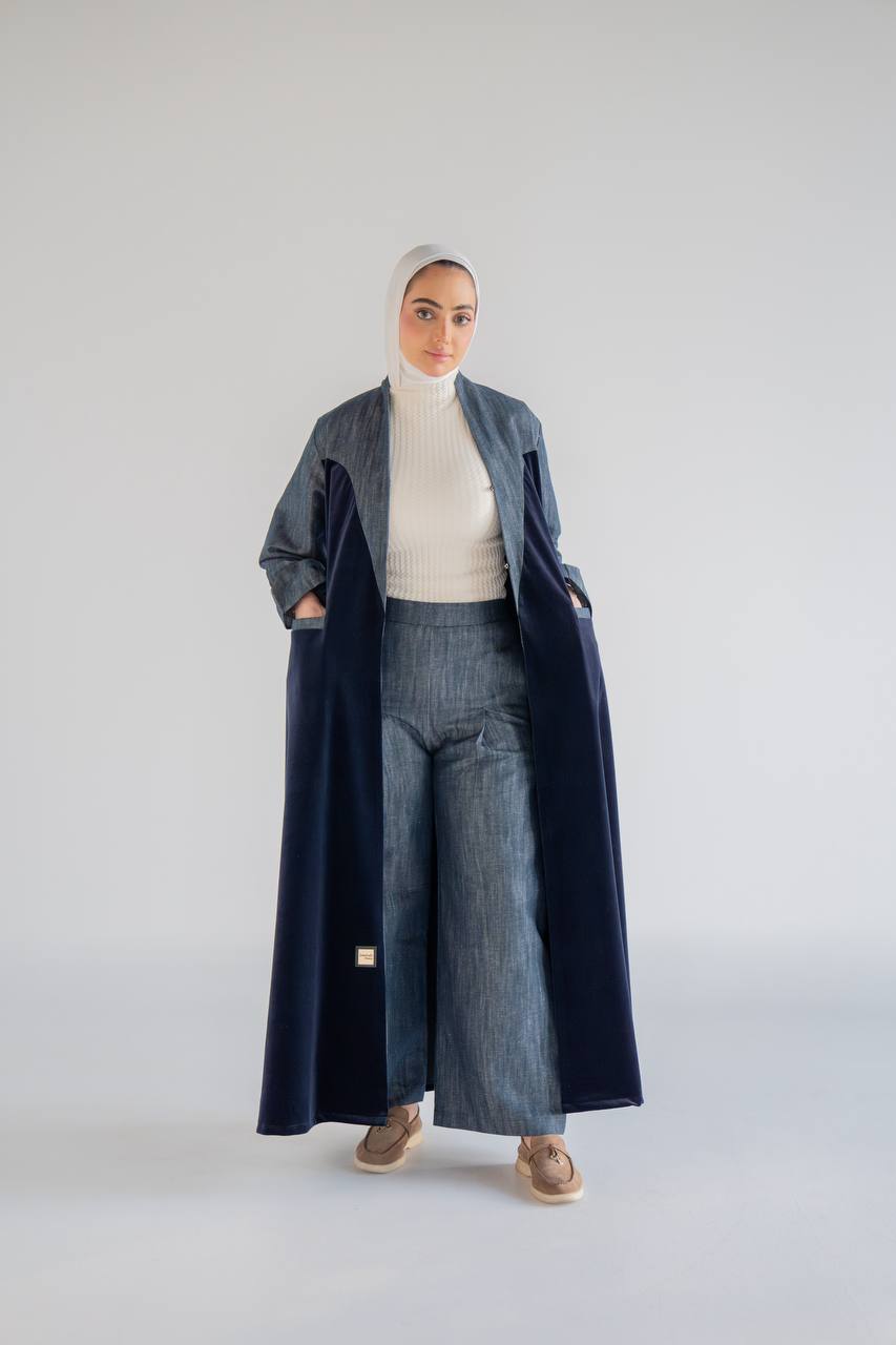 Navy velvet blazer .C:1060 Blue