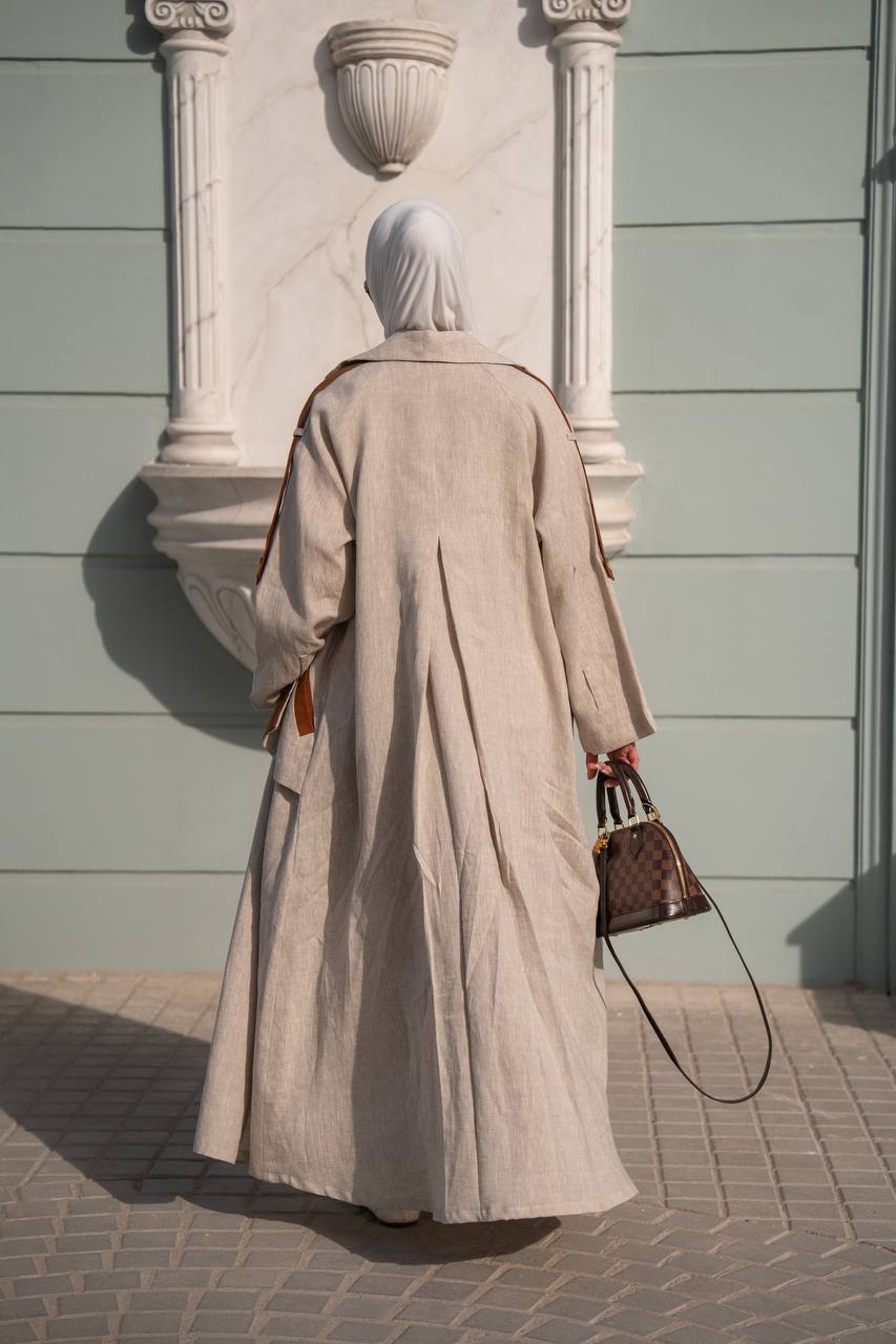 Beige linen trench coat. C:1089
